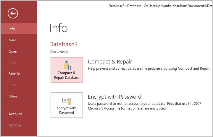 Compact & Repair Database