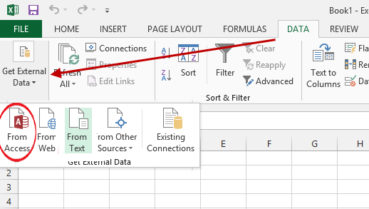 how to open MDB file in excel
