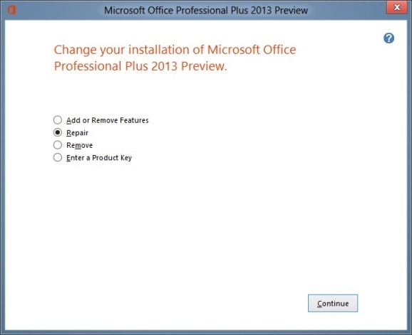 Repair Microsoft Office 2013