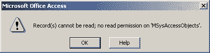 Record(s) cannot be read; no read permission on ‘xxxx’