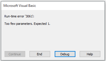 run-time error 3061 too few parameters expected 1