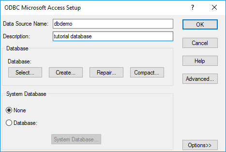 ODBC Microsoft Access Setup