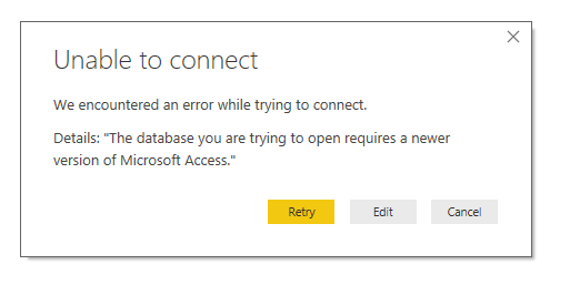 unable to connect to Access database error