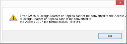 Microsoft Access Error 32570