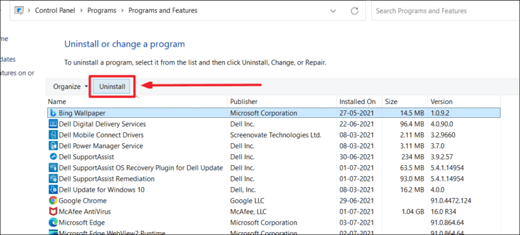 Programs and Features