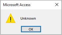 Fixing MS Access Unknown Error