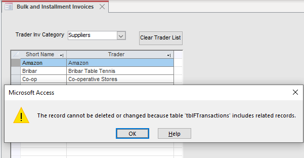 microsoft access the record cannot be deleted or changed because table