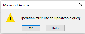 Operation Must Use an Updateable Query in MS Access 